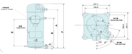 大金G型壓縮機標(biāo)準尺寸 制冷劑R22/R407C